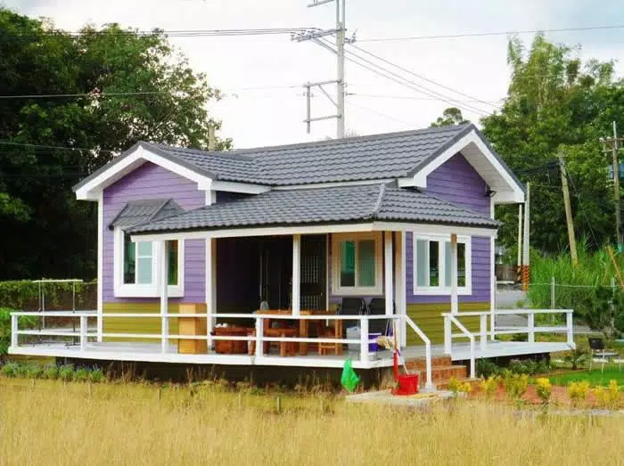 民宿水庫沒關-中型鋼構屋-紫色夢幻-特殊屋簷設計